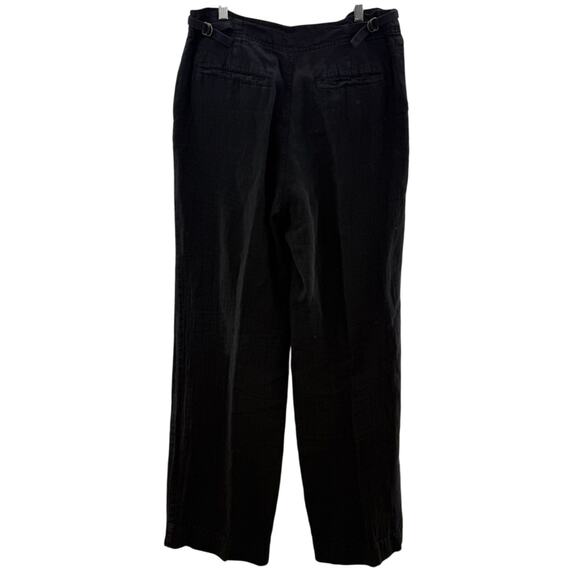 Sundance Black Coastal Cove Buttons Pockets Wide Leg Linen Sailor Pants Size 8 - Picture 10 of 12